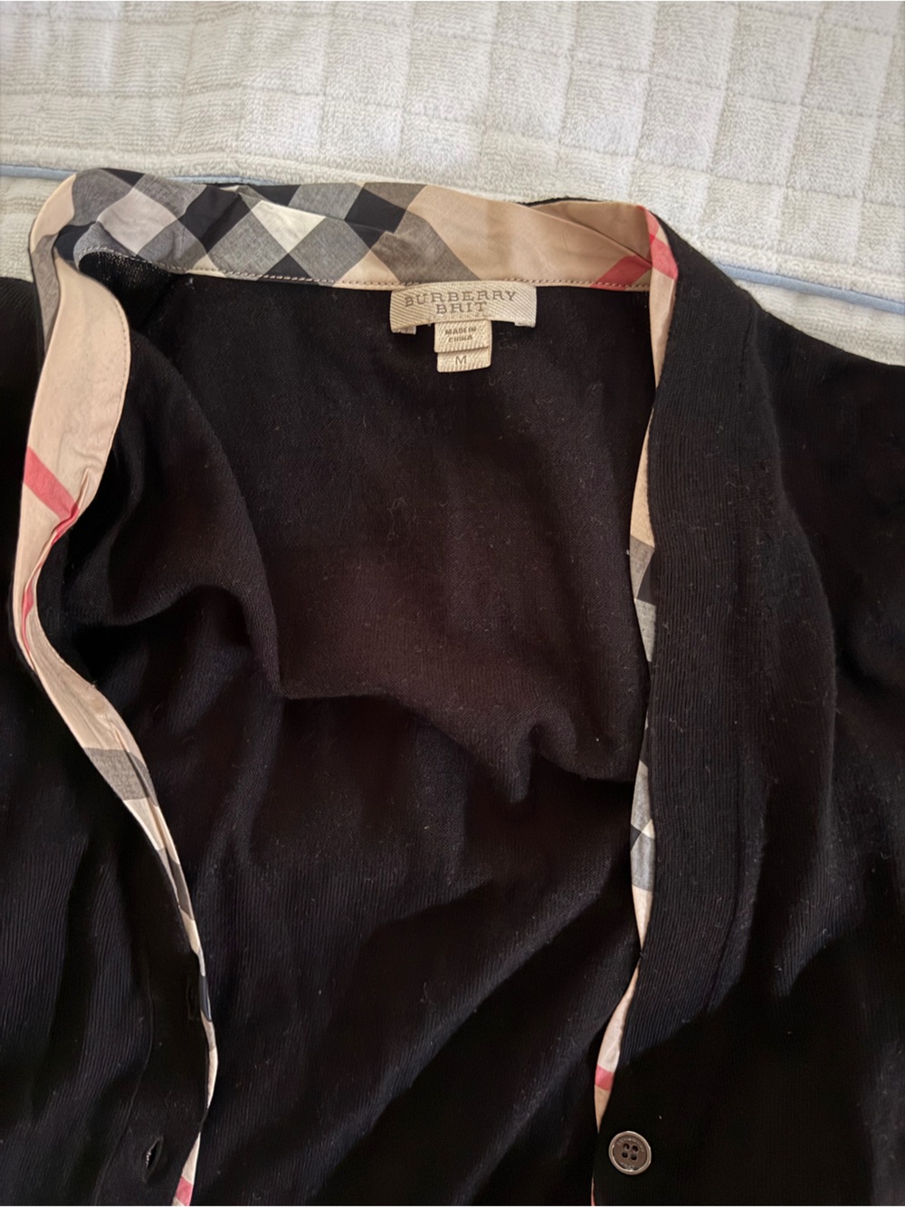 Burberry Black Cardigan with Signature Check Trim
